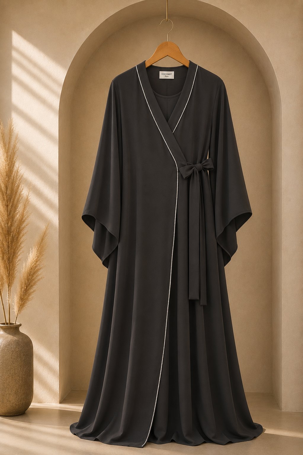 Dark grey Kimono Abaya